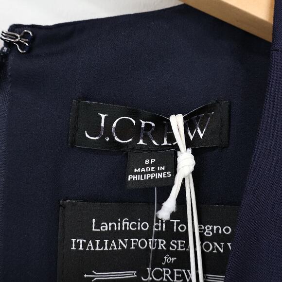 J.Crew Petite Resume Dress Italian Wool Blend Navy Blue Size 8 Petite NWT - Picture 3 of 8